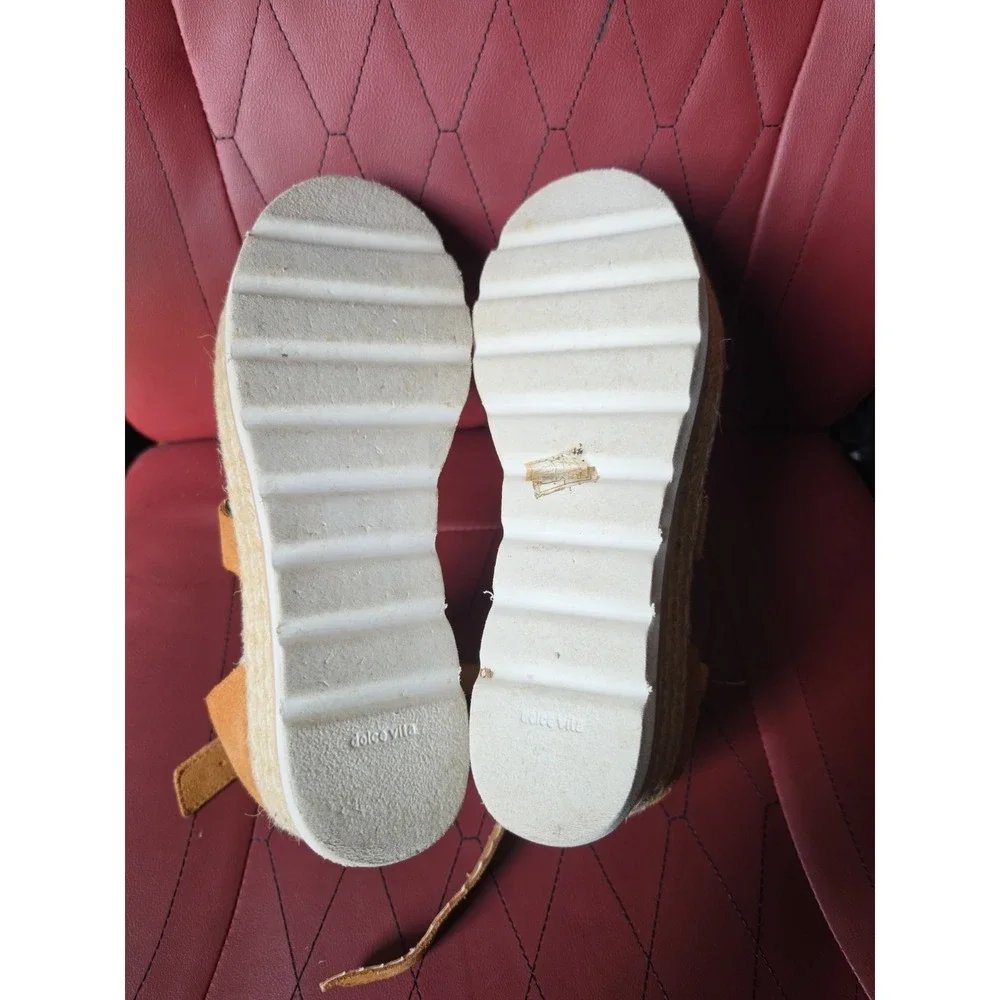 Dolce Vita Liza Tan Suede Espadrille Platform Wedge Sandals Womens 9 M Lug Sole
